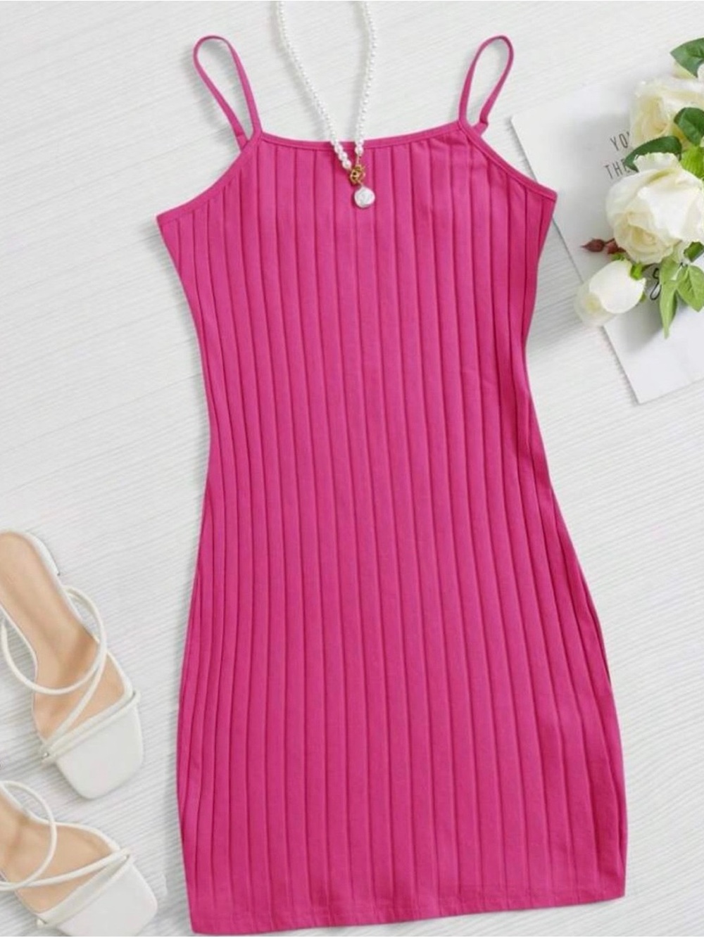 SHEIN Like New Ribbed Pink Mini Bodycon Dress – Women’s Size Small